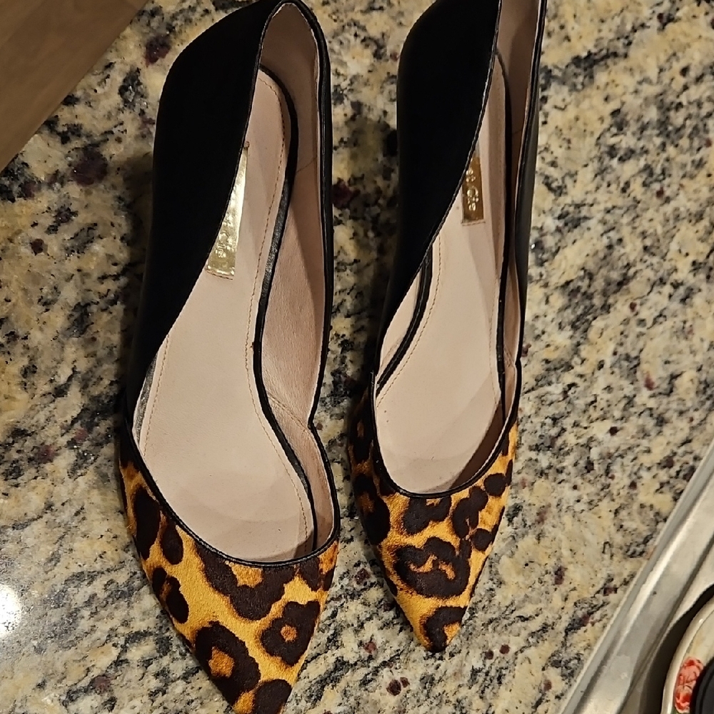 Louise et Cie Leopard Pony and Black Kitten Heels - NEW